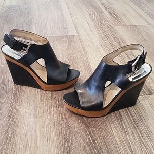 Michael Kors Black Leather Josephine Wedge